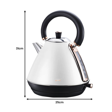 Pronti 1.7l Rose Trim Collection Kettle - White - ElectronX Plus