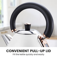 Pronti 1.7l Rose Trim Collection Kettle - White - ElectronX Plus