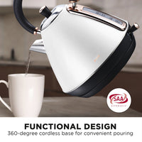 Pronti 1.7l Rose Trim Collection Kettle - White - ElectronX Plus