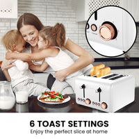 Pronti Rose Trim Collection Toaster & Kettle Bundle - White - ElectronX Plus