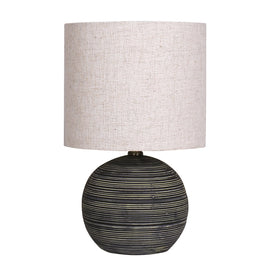 Sarantino Ceramic Table Lamp With Striped Pattern In Antique Black - ElectronX Plus