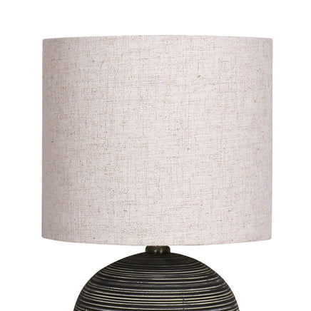 Sarantino Ceramic Table Lamp With Striped Pattern In Antique Black - ElectronX Plus