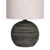 Sarantino Ceramic Table Lamp With Striped Pattern In Antique Black - ElectronX Plus