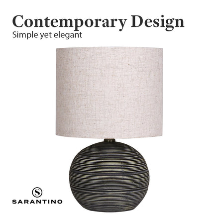 Sarantino Ceramic Table Lamp With Striped Pattern In Antique Black - ElectronX Plus