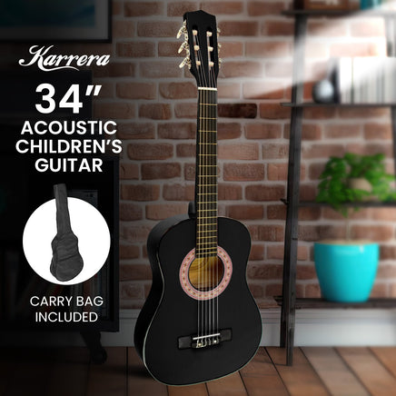 Karrera 34in Acoustic Children Wooden Guitar - Black - ElectronX Plus