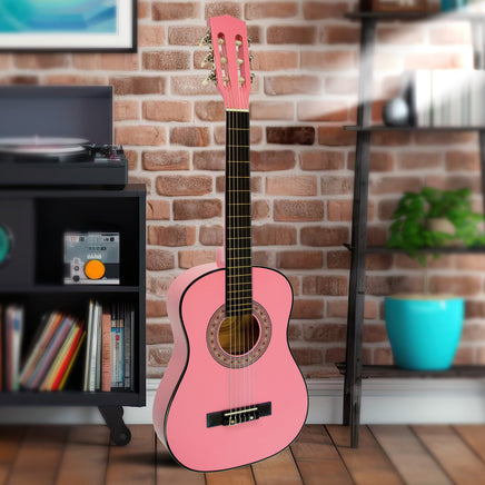 Karrera 34in Acoustic Wooden Childrens Guitar - Pink - ElectronX Plus