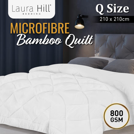 Laura Hill 800GSM Microfibre Bamboo Quilt Comforter Doona - Queen - ElectronX Plus