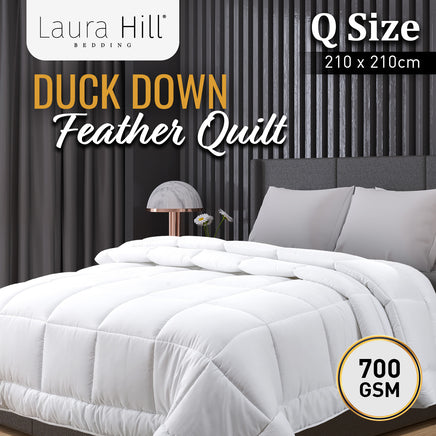 Laura Hill 700GSM Duck Down Feather Quilt Duvet Doona - Queen - ElectronX Plus