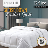 Laura Hill 500GSM Goose Down Feather Quilt Duvet Doona - King - ElectronX Plus