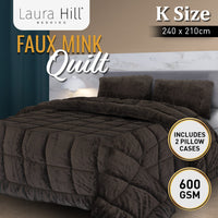 Laura Hill 600GSM Faux Mink Quilt Comforter Doona - King - ElectronX Plus