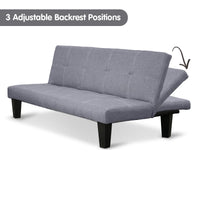 Sarantino Sofa Bed Lounge Couch Futon Furniture Seat Adjustable Suite Dark Grey - ElectronX Plus