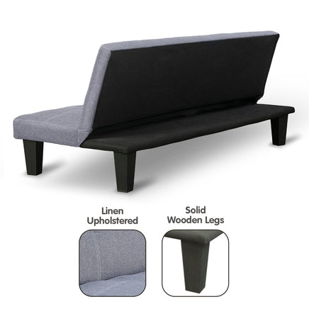 Sarantino Sofa Bed Lounge Couch Futon Furniture Seat Adjustable Suite Dark Grey - ElectronX Plus