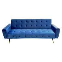 Sarantino Ava 3-seater Tufted Velvet Sofa Bed By Sarantino - Blue - ElectronX Plus