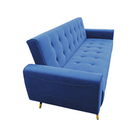 Sarantino Ava 3-seater Tufted Velvet Sofa Bed By Sarantino - Blue - ElectronX Plus