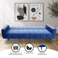 Sarantino Ava 3-seater Tufted Velvet Sofa Bed By Sarantino - Blue - ElectronX Plus