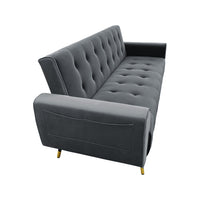 Sarantino Ava 3-seater Tufted Velvet Sofa Bed By Sarantino - Dark Grey - ElectronX Plus