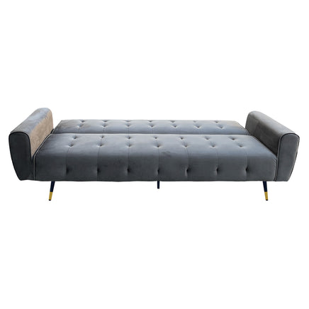 Sarantino Ava 3-seater Tufted Velvet Sofa Bed By Sarantino - Dark Grey - ElectronX Plus