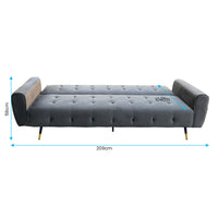 Sarantino Ava 3-seater Tufted Velvet Sofa Bed By Sarantino - Dark Grey - ElectronX Plus