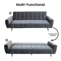 Sarantino Ava 3-seater Tufted Velvet Sofa Bed By Sarantino - Dark Grey - ElectronX Plus