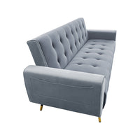 Sarantino Ava 3-seater Tufted Velvet Sofa Bed By Sarantino - Light Grey - ElectronX Plus