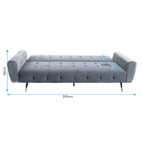 Sarantino Ava 3-seater Tufted Velvet Sofa Bed By Sarantino - Light Grey - ElectronX Plus