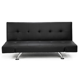 Sarantino Brooklyn Sofa Bed Faux Leather Lounge Couch Futon Furniture Adjustable Suite Bk - ElectronX Plus