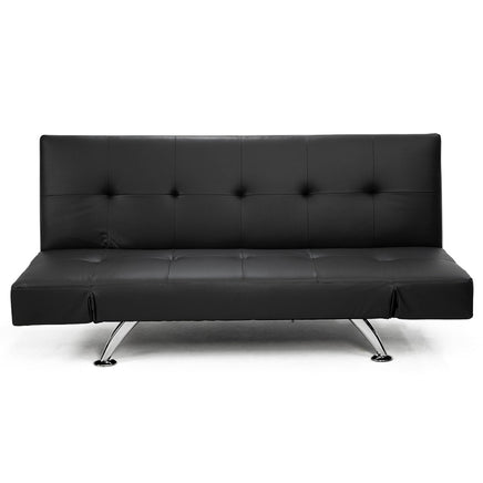 Sarantino Brooklyn Sofa Bed Faux Leather Lounge Couch Futon Furniture Adjustable Suite Bk - ElectronX Plus