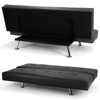 Sarantino Brooklyn Sofa Bed Faux Leather Lounge Couch Futon Furniture Adjustable Suite Bk - ElectronX Plus