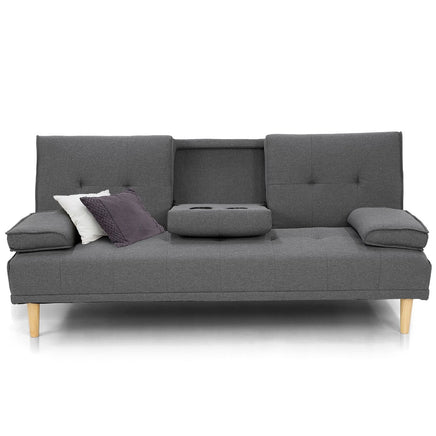 Sarantino Rochester Linen Fabric Sofa Bed Lounge Couch Futon Furniture Suite - Dark Grey - ElectronX Plus