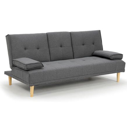 Sarantino Rochester Linen Fabric Sofa Bed Lounge Couch Futon Furniture Suite - Dark Grey - ElectronX Plus