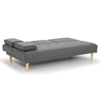 Sarantino Rochester Linen Fabric Sofa Bed Lounge Couch Futon Furniture Suite - Dark Grey - ElectronX Plus