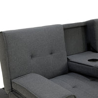 Sarantino Rochester Linen Fabric Sofa Bed Lounge Couch Futon Furniture Suite - Dark Grey - ElectronX Plus