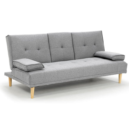 Sarantino Rochester Linen Fabric Sofa Bed Lounge Couch Futon Furniture Suite - Light Grey - ElectronX Plus