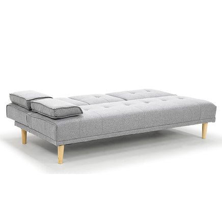 Sarantino Rochester Linen Fabric Sofa Bed Lounge Couch Futon Furniture Suite - Light Grey - ElectronX Plus