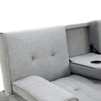 Sarantino Rochester Linen Fabric Sofa Bed Lounge Couch Futon Furniture Suite - Light Grey - ElectronX Plus