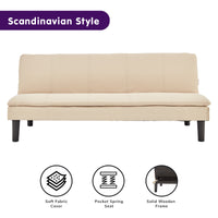 Sarantino 3 Seater Modular Faux Linen Fabric Sofa Bed Couch - Beige - ElectronX Plus