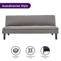 Sarantino 3 Seater Modular Faux Linen Fabric Sofa Bed Couch -Dark Grey - ElectronX Plus