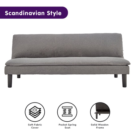 Sarantino 3 Seater Modular Faux Linen Fabric Sofa Bed Couch -Dark Grey - ElectronX Plus