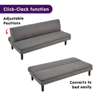 Sarantino 3 Seater Modular Faux Linen Fabric Sofa Bed Couch -Dark Grey - ElectronX Plus