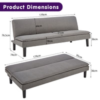 Sarantino 3 Seater Modular Faux Linen Fabric Sofa Bed Couch -Dark Grey - ElectronX Plus