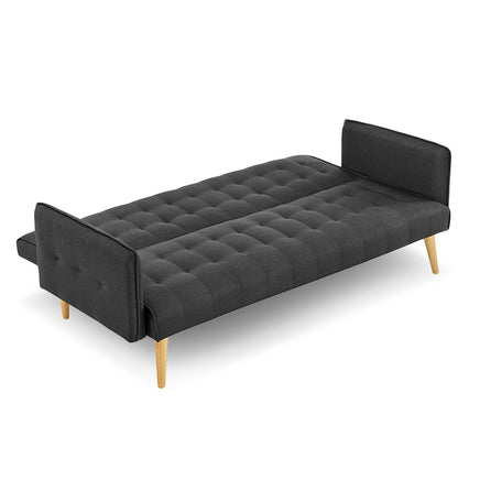 Sarantino 3 Seater Modular Linen Fabric Sofa Bed Couch - Black - ElectronX Plus