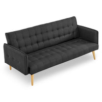 Sarantino 3 Seater Modular Linen Fabric Sofa Bed Couch - Black - ElectronX Plus