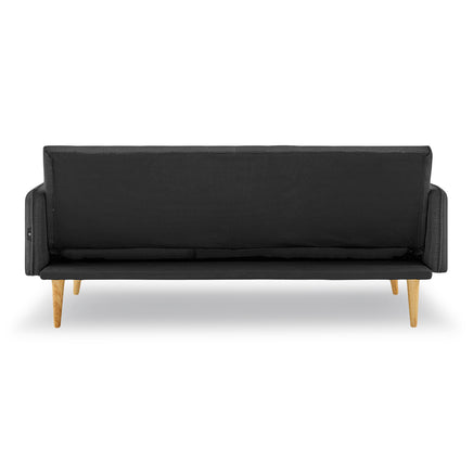 Sarantino 3 Seater Modular Linen Fabric Sofa Bed Couch - Black - ElectronX Plus