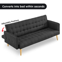 Sarantino 3 Seater Modular Linen Fabric Sofa Bed Couch - Black - ElectronX Plus