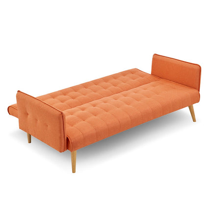 Sarantino 3 Seater Modular Linen Fabric Sofa Bed Couch Armrest Orange - ElectronX Plus