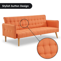 Sarantino 3 Seater Modular Linen Fabric Sofa Bed Couch Armrest Orange - ElectronX Plus