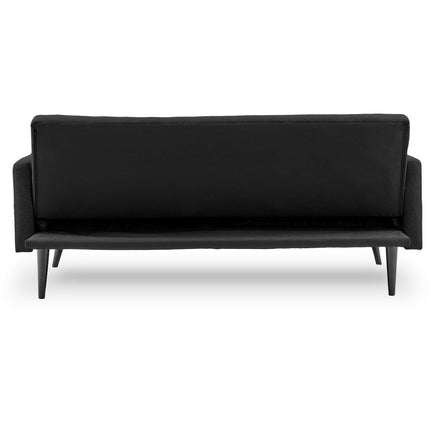 Sarantino Tufted Faux Linen 3-Seater Sofa Bed with Armrests - Black - ElectronX Plus