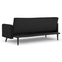 Sarantino Tufted Faux Linen 3-Seater Sofa Bed with Armrests - Black - ElectronX Plus