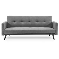 Sarantino Tufted Faux Linen 3-Seater Sofa Bed with Armrests - Light Grey - ElectronX Plus