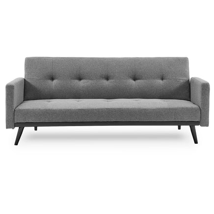 Sarantino Tufted Faux Linen 3-Seater Sofa Bed with Armrests - Light Grey - ElectronX Plus